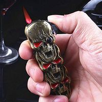 New Windproof Skull Torch Lighter Jet Flame Refillable Knife Blade Camping Hiking