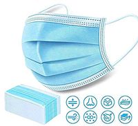 Disposable 3-Ply with Earloops Protective for Pollen,Smoke,Dust,Pollen Blue (50Pcs)