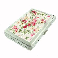 Perfection In Style Metal Cigarette Case with Built In Lighter Vintage Wallpaper Design 014