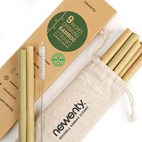 Reusable Straws - Long Bamboo Drinking Straws Reusable - BPA Free Organic - Extra Wide - Biodegradable Drinking Straws - Milkshake Jumbo Smoothies, Cocktails - Cleaning Brush - 9inch / 23cm