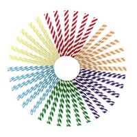 Belloc 200pcs Paper Drinking Straws Set - Rainbow Disposable Stripe Straws for Birthday Party Theme Supplies Decorations, for Juices, Shakes, Smoothies
