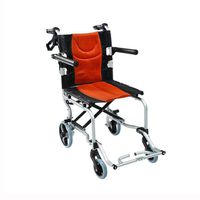 QIDI Wheelchair Folding Boarding Available Lightweight Manual Brake Solid Tire Armrest Safety Brake Travel Portable (Color : Orange)