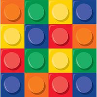 Club Pack of 192 Colorful Building Block Themed 2-Ply Luncheon Party Napkins 6.5"