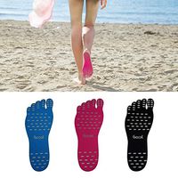 FSCOOL Stick on Shoes, Adhesive Foot Pads Invisible Barefoot Shoes, Waterproof Feet Soles Protection Sticker for Walking, Beach and Water Sports (Blue, S Size)