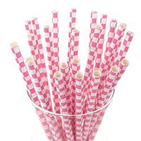 Homeford Firefly Imports Car Checkered Racing Paper Straws, 7-3/4-Inch, 25-Pack, Fuchsia, 7-3/4"