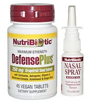 NutriBiotic Defense Plus and Nasal Spray Bundle with Ginger Root Extract, Maitake Mushroom, Grapefruit Seed Extract and Sodium Bicarbonate, 45 ct and 1 fl. oz. Each