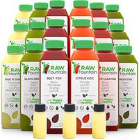 RAW Fountain 5 Day Juice Cleanse, 100% Natural Raw, Cold Pressed Fruit & Vegetable Juices, Detox Cleanse Weight Loss, 30 Bottles, 16oz +5 Ginger Shots
