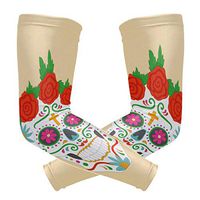 LEVEIS Day of The Dead Sugar Skull Arm Sleeves UV Protection for Men Women Sunblock Protective Gloves Running Golf Cycling Driving Long Arm Cover 1 Pair