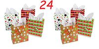 Fun Express Medium Cheery Christmas Gift Bags with Tags | 2-Pack | 24 Total Count | Great for Holiday Celebrations, Themed Parties, and Gift-Giving Occasions