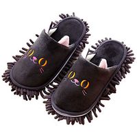 ATROPOS 1 Pair Detachable Mop Slippers Washable Mop Shoes Chenille Microfiber Reusable Cleaning Floor Slippers for Floor Dust Dirt Hair (Cat)