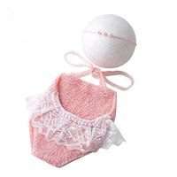 Fashion Cute Newborn Baby Girls Photography Props Lace Romper Headband Photo Shoot Props Outfits (Pink)