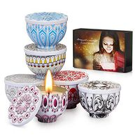 Scented Candles - Soy Wax Portable Travel Tin Fragrance Gifts Set on Birthday Christmas - French Lavender vanilla, Rose&Lychee, Sea&Sage, Mediterranean Amber, Ocean, White tea, 6pack