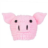 Baby Photography Props Hat, Newborn Baby Cute Cartoon Soft Comfortable Pig Pattern Hat Baby Photography Props Hat (Pink)