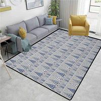 YucouHome Winter Vintage Area Rug Dorm Room, Triangular Pine Fir Trees Horizontal Pattern Circles Modern Art Inspired, Fashionable High Class Living Dinning Room(2'x 3') Taupe Slate Blue Sage