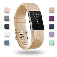 POY Replacement Bands Compatible for Fitbit Charge 2, Special Edition Adjustable Sport Wristbands, Large Tan