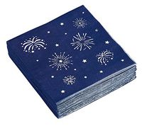 Cocktail Napkins - 50-Pack Luncheon Napkins, Disposable Paper Napkins American Party Supplies, 3-Ply, Silver Fireworks Design, Unfolded 10 x 10 inches, Folded 5 x 5 inches