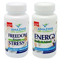 Best Energy Pills & Stress Relief Supplement Made with All Natural Non GMO Herbal Ingredients & Whole Foods - Vegan and Vegetarian Friendly - 60 Capsules per Bottle-3pk