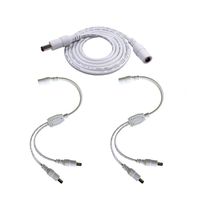 2pcs/ Pack White 1 Female to 2 Male 5.5mm X 2.1mm CCTV DC Power Supply Splitter Cable,DC Plug Extension Cable for Power Adapter,12v 1m dc Extension