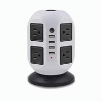 ETL UL1363 Certified LINKO Charging Station Electric Power Strip Tower PC and PBT Material 8 Outlet Plugs and 4 USB Ports Surge Protector Grey and Black with 6.5 Feet 14AWG Extension Cord,