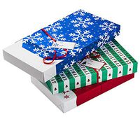 Hallmark Christmas Gift Wrap Sleeve Bundle - Merry Christmas, Tree, Snowflakes (3 Shirt Boxes, 3 Wrap Sleeves, 3 Ribbons, 3 Gift Tags)