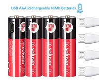 AA Rechargeable Batteries, USB Rechargeable AA Batteries 1000mAh with 4 USB Ports High Capacity 1.2V Ni-MH Recyclable Recharge Battery by USB Cable(4 Count)