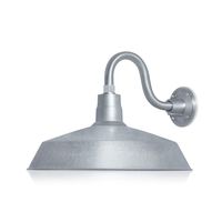 17in. Galvanized Finish Outdoor Gooseneck Barn Light Fixture With 10in. Long Extension Arm - Wall Sconce Farmhouse, Vintage, Antique Style - UL Listed - 9W 900lm A19 LED Bulb (5000K Cool White)