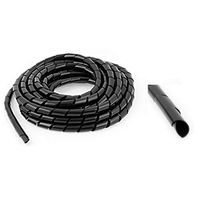 AISIBO PE Polyethylene Spiral Wire Wrap Tube 15m 50ft PC Spiral Wire Wrapping Band 6mm 1/4'' for Computer Cable (Dia 6mm Length 15M Black)