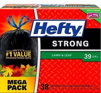 Hefty Strong Large Trash Bags (Lawn and Leaf, Drawstring, 39 Gallon Bags, 38 Count) (4 Pack(38 Count))