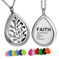 HooAMI Essential Oil Diffuser Necklace Aromatherapy Jewelry Tree Waterdrop - Faith:(F) Forwarding;(A) All;(I) Issues;(T) to;(H) Heaven