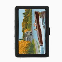 Perfection In Style Black Color Metal Cigarette Case Vintage Boat Posters Design 012