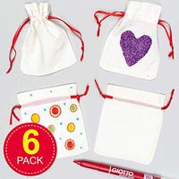 Baker Ross Mini Drawstring Fabric Bags, Small Personalised Gift Bags for Kids Arts and Crafts, Wedding Favours or Eco Party Bags (Pack of 6)