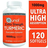 Turmeric Curcumin Softgels, Qunol with Ultra High Absorption 1000mg, Joint Support, Dietary Supplement, Extra Strength, 120 Softgels