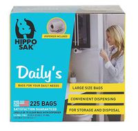 Hippo Sak Daily's Storage and Disposal Bags with Dispenser (225 Count), Clear Bag