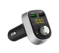 Bluetooth FM Transmitter for Car, QC3.0 USB Fast Charging,Handsfree Call Adapter,Support USB Flash Reader Car Kit,Dual Port Car Charger for iPhone,Samsung (Silver)