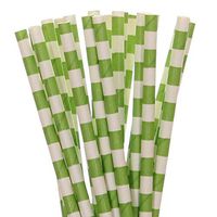 Lime Green Rugby Horizontal Striped Paper Straws (50)