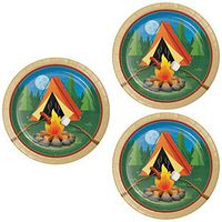 ONE STOP (24 Pack) Camping Party Dinner Plates - 9 in Camp Out Birthday Party Supplies