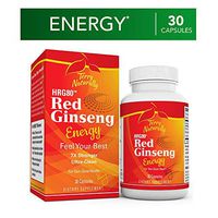 Terry Naturally HRG80 Red Ginseng Energy – 30 Capsules – Energy Support Supplement – Korean Red Ginseng Root Powder, Panax Ginseng, HRG80, Non-GMO, Vegan, Gluten Free – 30 Servings