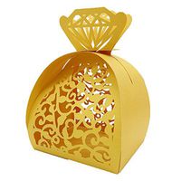 WOMHOPE® 50 Pcs - Jewelry Lock Vine Hollow Laser Cut Roses Flowers Wedding Candy Box Chocolate Candy Wrappers Holders Party Favors for Bridal Shower,Wedding,Party,Birthday Gift (Gold)