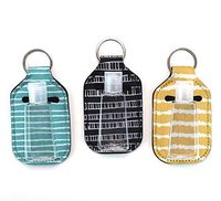 Zario Empty Travel Size Bottle and Keychain Holder - Refillable Bottles for Soap, Lotion, and Liquids - 30 ML Flip Cap Reusable Bottles with Keychain Carriers (stripes)