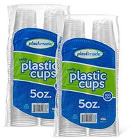 [200 Count] PlastiMade 5 Oz Clear Plastic Disposable Reusable Drinking Cups For Home, Office, Wedding, Events, Parties, Take Out, Water, Juice, Soda, Beer Cocktails (2 Packs)