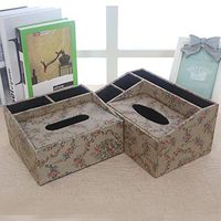 T-ZJHC Multi-Function Tissue Box Desktop Living Room Coffee Table Remote Control, Garden Small Floral, Small (20 16.5 9.5 11)