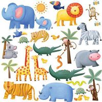 RoomMates RMK1136SCS Jungle Adventure Peel & Stick Wall Decals, Multi
