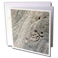 3dRose Hinduist Om sign carved on stone Sa Pedrera des Savinar, hidden place as Atlantis, Ibiza - Greeting Cards, 6 x 6 inches, set of 6 (gc_107707_1)