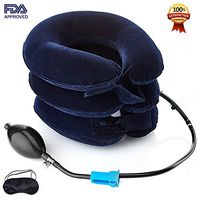 Cervical Neck Traction Device FDA Registered – Inflatable, Adjustable Neck Stretcher Collar for Home Traction Spine Alignment (Blue)