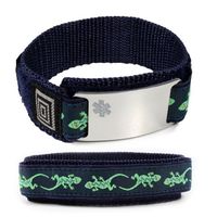 Customized Sport Medical Alert ID Bracelet with Clear Emblem and Lizard Adjustable Wrist Band.