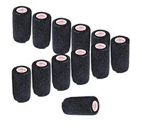 4 Inch Self Adhesive Medical Bandage Wrap Tape (Black) (12 Pack) Strong Elastic Self Adherent Cohesive First Aid Sport Flex Rolls for Wrist Ankle Knee Sprains and Swelling