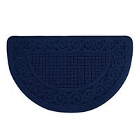 super1798 Solid Color Semicircle Shape Bedroom Anti-Slip Water Absorption Doormat Floor Carpet Rug Cushion Blue