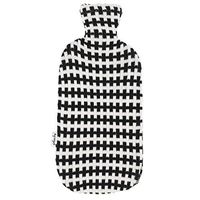 Pluchi The Crossing Black & Natural Knitted Cotton Supersoft Hot Water Bottle Cover for 2 litres Water Bottle 14x7.5'' (35x19cm) Cover with Zipper Only, No Bottle