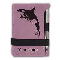 Mini Notepad, Killer Whale, Personalized Engraving Included (Pink)