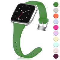 Hamile for Fitbit Versa/Versa 2/SE/Lite Bands, Slim Soft Silicone Wristbands Fitness Straps Replacement Belt for Fitbit Versa Lite Edition Fitness Smart Watch Band, Women Men, Small(Olive Green)